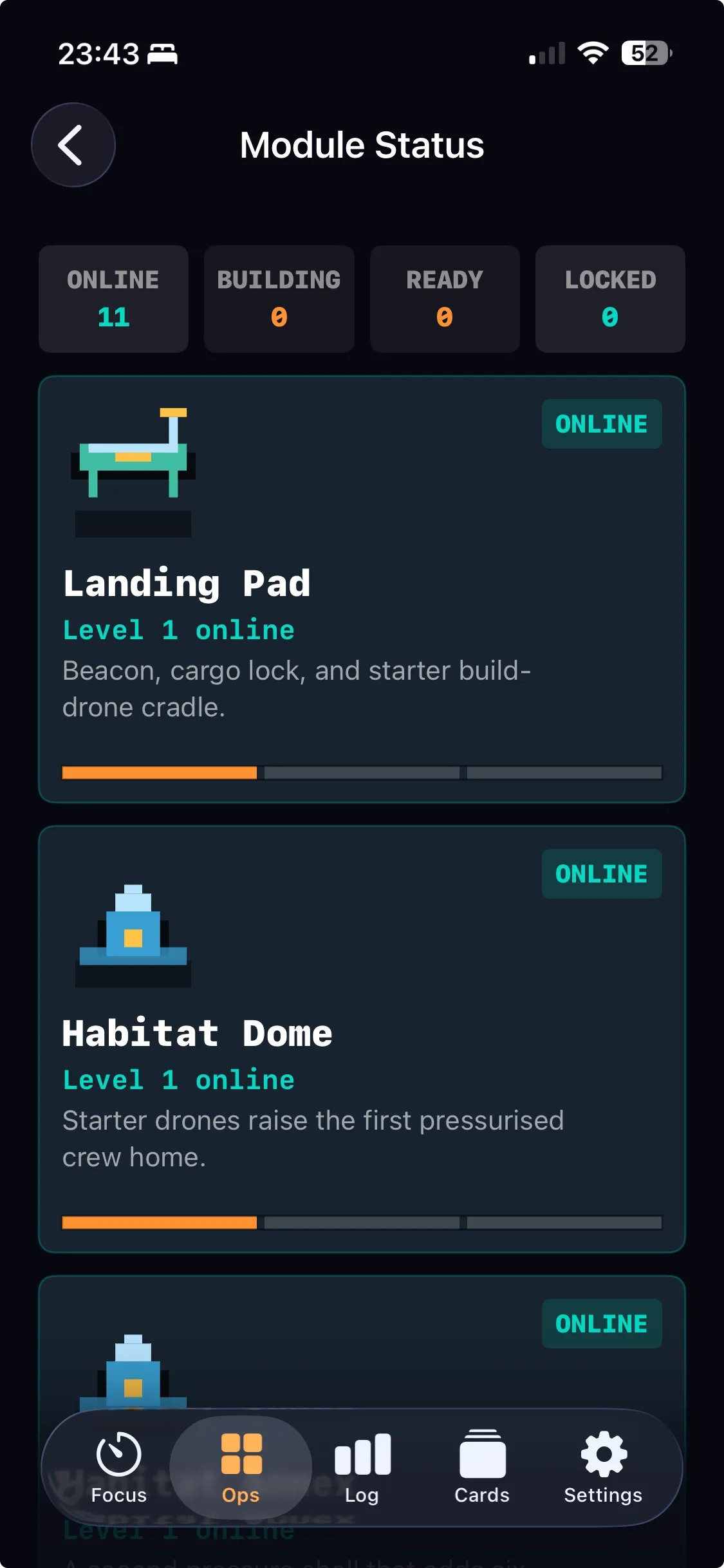 Module status with online builds
