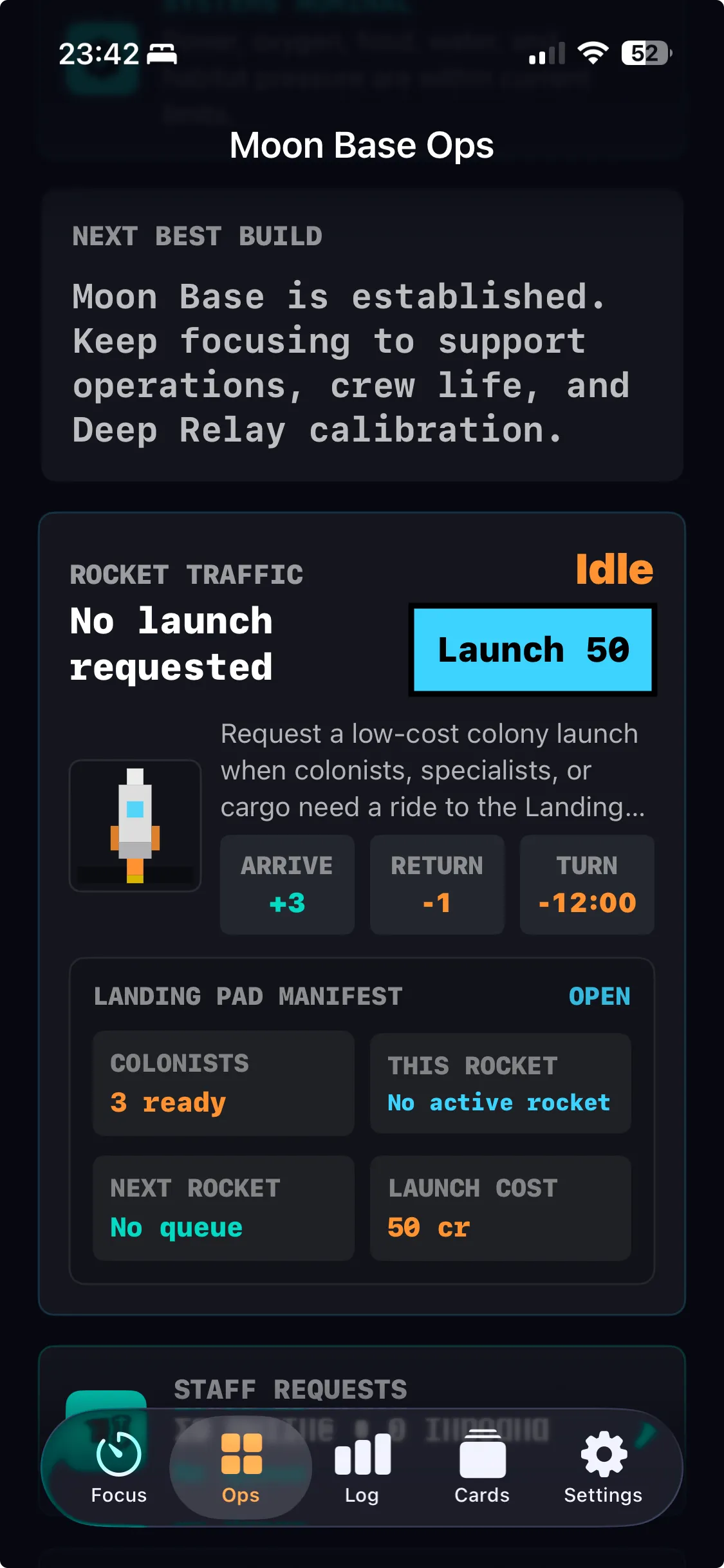 Rocket traffic and landing pad manifest